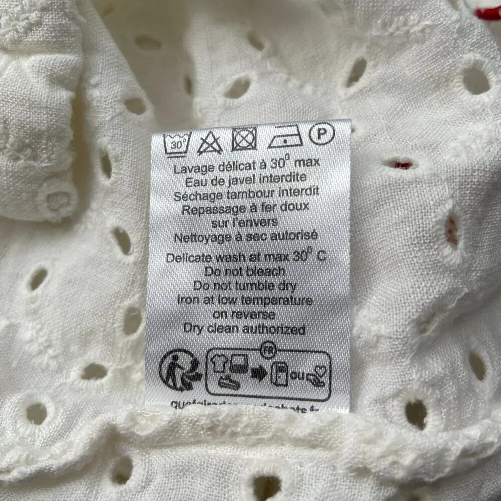 Rouje Paris Aneth White Eyelet Button Shirt Blouse Top - Picture 7 of 8